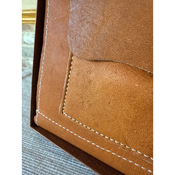 Vintage Cowhide Leather Checkbook Wallet With Coin Pocket & Card Holder Tan - Picture 6 of 16